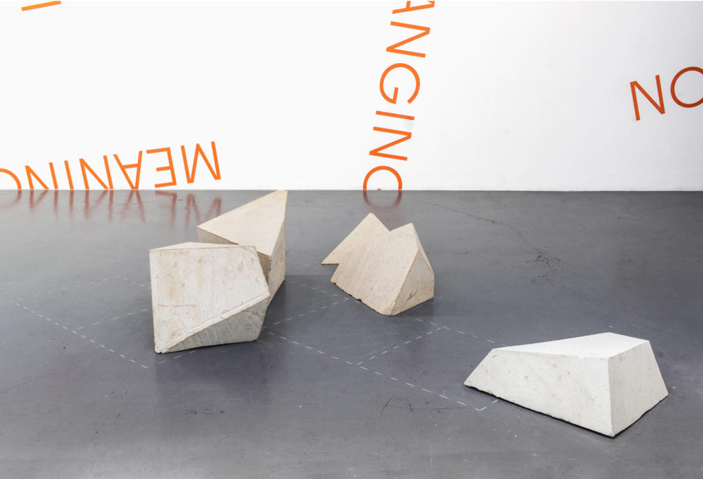 Galerie Martine Aboucaya, granulation, open cube, cube, stone, drawing, Robert Barry